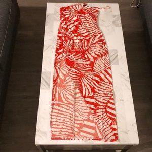 Fashion Nova Coral Split Midi Dress